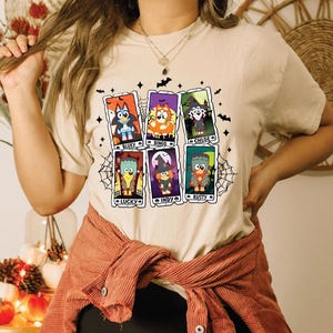 Blue Dog Halloween Tarot Card Shirt Funny Halloween Cartoon Shirt Trendy Tee Halloween Shirt Cute Halloween Shirt Toddler Blue Shirt