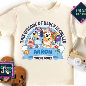 Custom Blue Birthday Boy Shirt Personalized Birthday Boy Shirt Birthday Blue Dog Shirt Birthday Party Shirts Funny Toddler Shirt turns year
