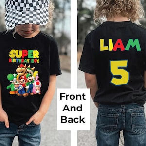 Personalized Super Mario Birthday Boy Shirt Custom Mario Bros Birthday Party Family Shirt Super Mario Birthday T-shirt Super Mario Bros tee