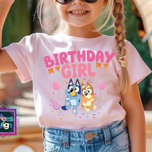 Blue Dog Birthday Girl Shirt  Family Matching Shirt Blueey birthday Girl Shirt Birthday Gift For Kids Girls Blue Birthday Party Tee