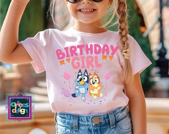 Dog Birthday Girl Shirt  Family Matching Shirt Blue birthday Girl Shirt Birthday Gift For Kids Girls Blue Birthday Party Tee
