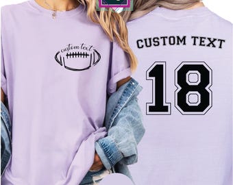 Personalized Comfort Colors Football Shirt Comfort Colors Custom Team Name Jersey Tshirt Custom Sports Tee Name and Number Matching Team Tee