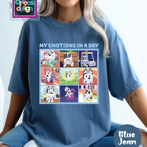 My Emotions In A Day Shirt Blue Dog Family Shirt Cute Blue Dog Tee Blue Dog Lover Shirt cartoon blue tee Family Matching Shirts Cartoon tee