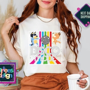 Vintage Blue Dog Disco Mode Shirt Blue Party Mode Shirt Dance Shirt Blue Shirt Birthday Party Tee Blue Family Shirt Fun Mode Shirt
