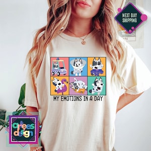 My Emotions In A Day Shirt My Spirit Animal Blue Dog Family Shirt Family Matching Shirts Cartoon Shirt Cute Blue Dog Tee