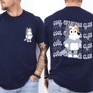 Blue Cool Grandpas Club Shirt Blue Cool Grandpa Shirt Blue Family Matching Shirt Birthday Party Shirt Papa Shirt Funny Grandpa Cartoon Tee
