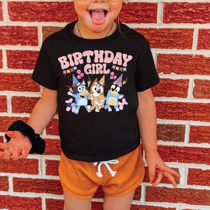Glitter Blue Dog Birthday Girl Shirt Personalized Birthday Girl Shirt Birthday Shirt Birthday Party Shirts Funny Toddler Birthday Party Tee