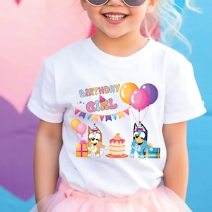 Blue Dog Birthday Girl Shirt Blue Dog Tee for Kids Cartoon Birthday Outfit Blue Dog Party Shirt Cute blue dog birthday shirt gift for girl