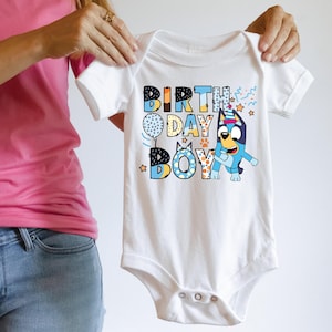 Blue Dog Birthday Boy Shirt Birthday Party Shirt Birthday Boy Shirt Baby Boy Tee Cartoon Birthday Funny Kid tee Toddler Tee Blueey Dog Shirt