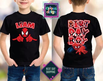 Custom Spiderman Birthday Boy Shirt Personalized Birthday Tee Spider Shirt Family Birthday Shirt Custom Age Birthday Shirt Spider Web Shirt