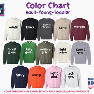 a collection of colorful sweatshirts, each with a different color and design, arranged in a grid format.