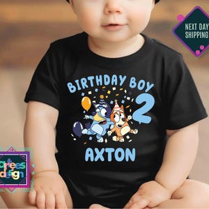 Customized Birthday Boy Shirt, Birthday Boy Shirt, Blue Dog Birthday Party Shirt, Personalized Birthday Boy Shirt, Birthday Party Shirt