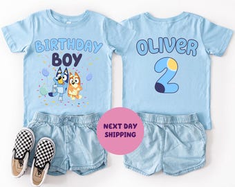 Custom Name Age Birthday Boy Party Shirt Personalized Blue Birthday Boy Shirt Funny Shirt Blue Inspired Shirt Gift For Birthday Shirt