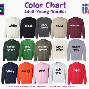 a collection of colorful sweatshirts, each with a different color and design, arranged in a grid format.