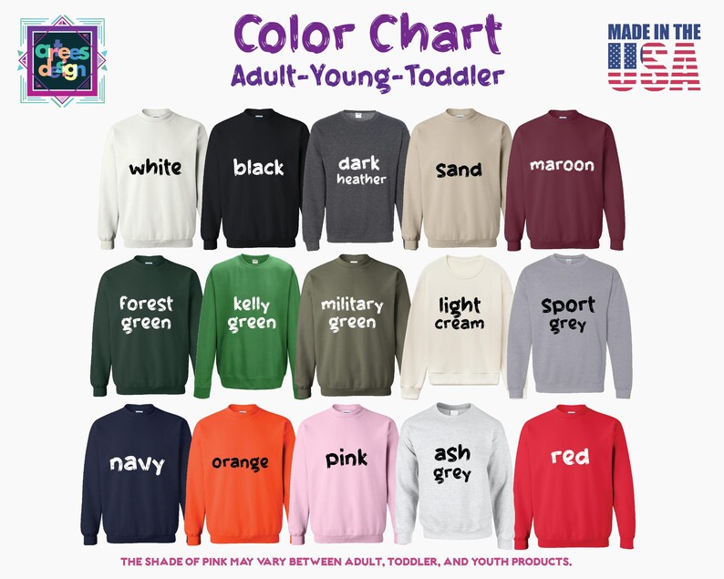 a collection of colorful sweatshirts, each with a different color and design, arranged in a grid format.