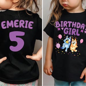 Personalized Birthday Girl Party Shirt Custom Blue Dog Birthday Girl Shirt Birthday Blue Dog Shirt Birthday Party Shirts Funny Toddler Shirt