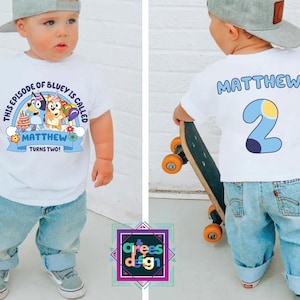 Blue Boy Custom Birthday Shirt Blue Dog Birthday Party Shirt Blue Personalized Blue Dog tee Toddler Birthday Blue Fan Gift Cute toddler tee