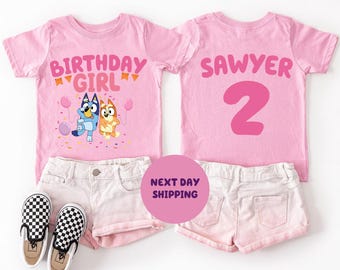 Custom Name Age Birthday Girl Shirt Personalized Blue Birthday Girl Shirt Funny Shirt Blue Inspired Shirt Gift For Birthday Shirt