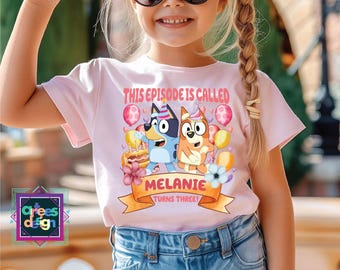 Personalized Birthday Girl with a Dog Shirt Custom Dog Birthday Girl Shirt Personalized Birthday Girl Tee Birthday Party Shirt
