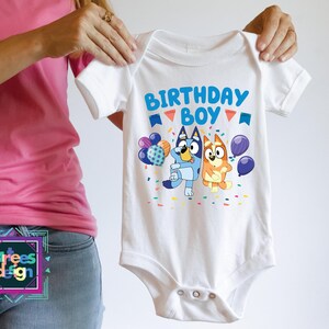Custom Birthday Girl Boy Shirt BlueDog Shirt Birthday Boy Shirt Cartoon Birthday Baby Girl Shirt Party Shirt Funny Tees Toddler Blue Shirt