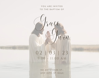 LDS Baptism Invitation Template: Elegant Customizable Design (Digital Download)