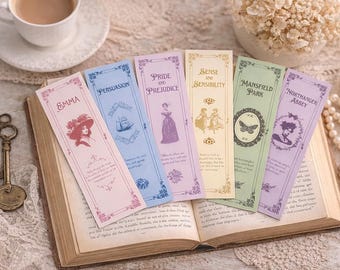 Jane Austen Bookmarks - Elegant Novel Set of 6
