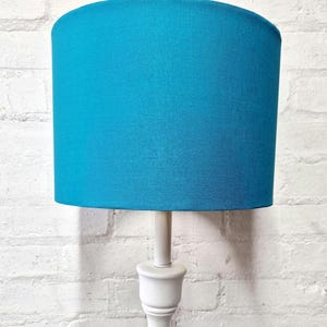 Turquoise Drum Lampshade: Spanish Gold Inner, 100% Cotton, UK Made
