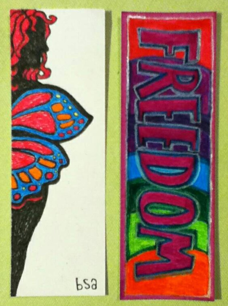 Freedom Bookmarks Set of Two Hand Illustrated Bookmarks - Etsy