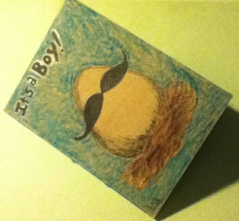 It/'s a Boy Egg with Mustache card and envelope