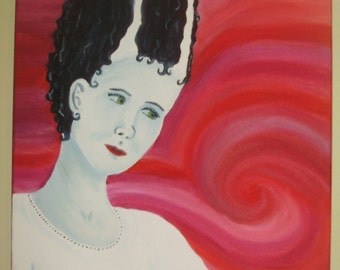 bride of frankenstein original oil painting