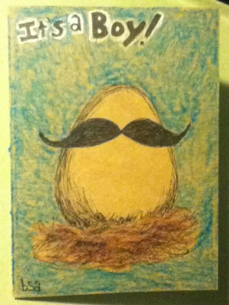 It/'s a Boy Egg with Mustache card and envelope