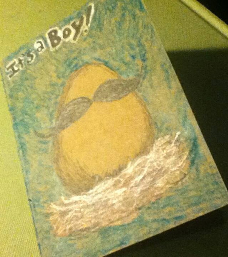 It/'s a Boy Egg with Mustache card and envelope