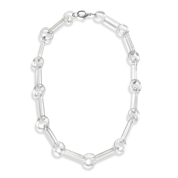 Glass Statement Long Link Chain Necklace