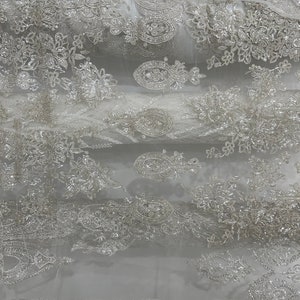 Sequin Flower Embroidery Fabric: Couture Dress Material