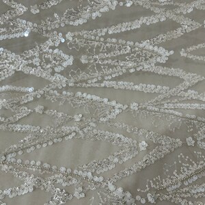 Sequin Embroidery Lace Fabric: High-End Bead Tube Wedding Dress Material