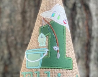 O'fishally One Birthday Hat, Gingham Birthday Hat, Fishing Birthday Hat, Fishing 1st Birthday, Camping Birthday Hat, First Birthday Hat