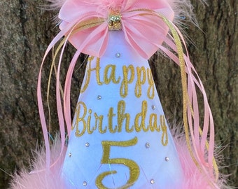 Custom Birthday Hat, 1st Birthday Hat, Birthday Party Hat, 2nd Birthday Hat, Baby Birthday Hat, Girl Birthday Hat, Any Number available.