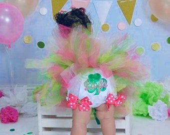 St. Patricks Glitter Ribbon Bloomers, Shamrock Diaper Cover, Shamrock Cake Smash, Lucky One Birthday, Shamrock Bloomers.