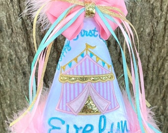 Circus Birthday Hat, Circus Tent Birthday Hat, 1st Birthday Hat, Carnival Birthday Hat, First Birthday Hat, Circus Cake Smash