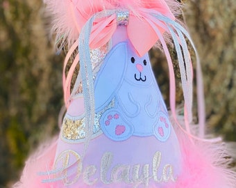 Bunny Birthday Hat, Bunny 1st Birthday Hat, Rabbit Birthday Hat, Easter Bunny Birthday Hat, Easter Birthday Hat, First Birthday Hat