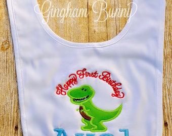 DINOSAUR Birthday Bib, Dinosaur Bib, Dinosaur Cake Smash, Dinosaur Birthday,  1st Birthday Bib, First Birthday Bib