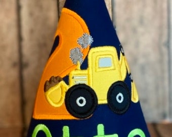 Excavator Birthday Hat, Backhoe Birthday Hat, Boy Birthday Hat, Toddler Birthday Hat, Construction Birthday Hat, Dump Truck Birthday,