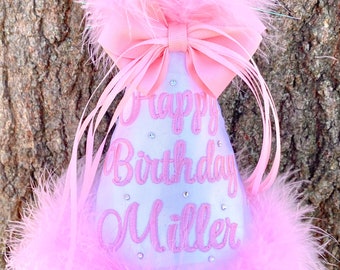 Happy Birthday Hat, First Birthday Hat, 1st Birthday Hat, 2nd Birthday Hat, 3rd Birthday Hat, Baby Birthday Hat, Girl Birthday Hat.
