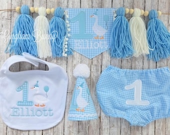 One Silly Goose Birthday, 4 Pc.,  Goose Birthday Set, One Silly Goose theme, Goose theme. Southern Baby Birthday.