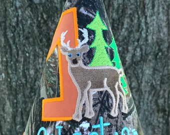 Deer Birthday Hat, Camo Birthday Hat, Camo Cake Smash, Camouflage Birthday Hat, Little Hunter Birthday, Hunter Birthday Hat