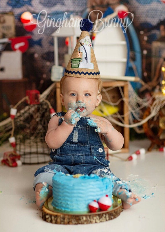 Fishing Cake Smash, Fishing Birthday Hat, Fishing 1st Birthday