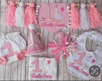 One Silly Goose Birthday, 6 Pc.,  Goose Birthday Set, One Silly Goose theme, Goose theme. Southern Baby Birthday,  and FREE SHIPPING.