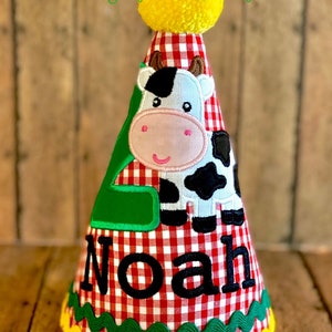 Sombrero de cumpleaños de granja, cumpleaños de granja, sombrero de cumpleaños de vaca, sombrero de granero, pastel de granero, cumpleaños de granero, fiesta de cumpleaños de granja,