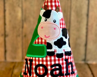 Farmy Birthday Hat, Farmyard Birthday, Cow Birthday Hat, Barnyard Hat, Barnyard Cake Smash, Barnyard Birthday, Farm Birthday Party,