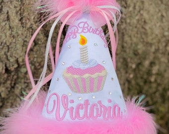 Cupcake Birthday Hat, First Birthday Hat, Cupcake 1st Birthday, Birthday, Cupcake Cake Smash, Cupcake First Birthday, 2nd Birthday Hat